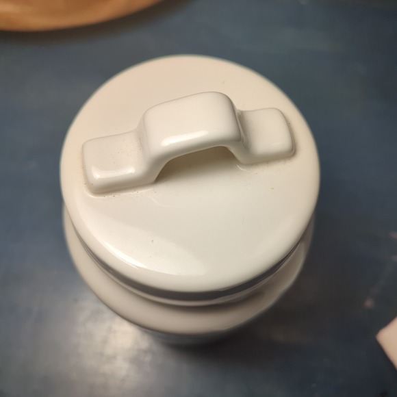 Rae Dunn Tea Canister Ceramic Jar With Lid Magenta Artisan Collection 8" - Picture 4 of 7